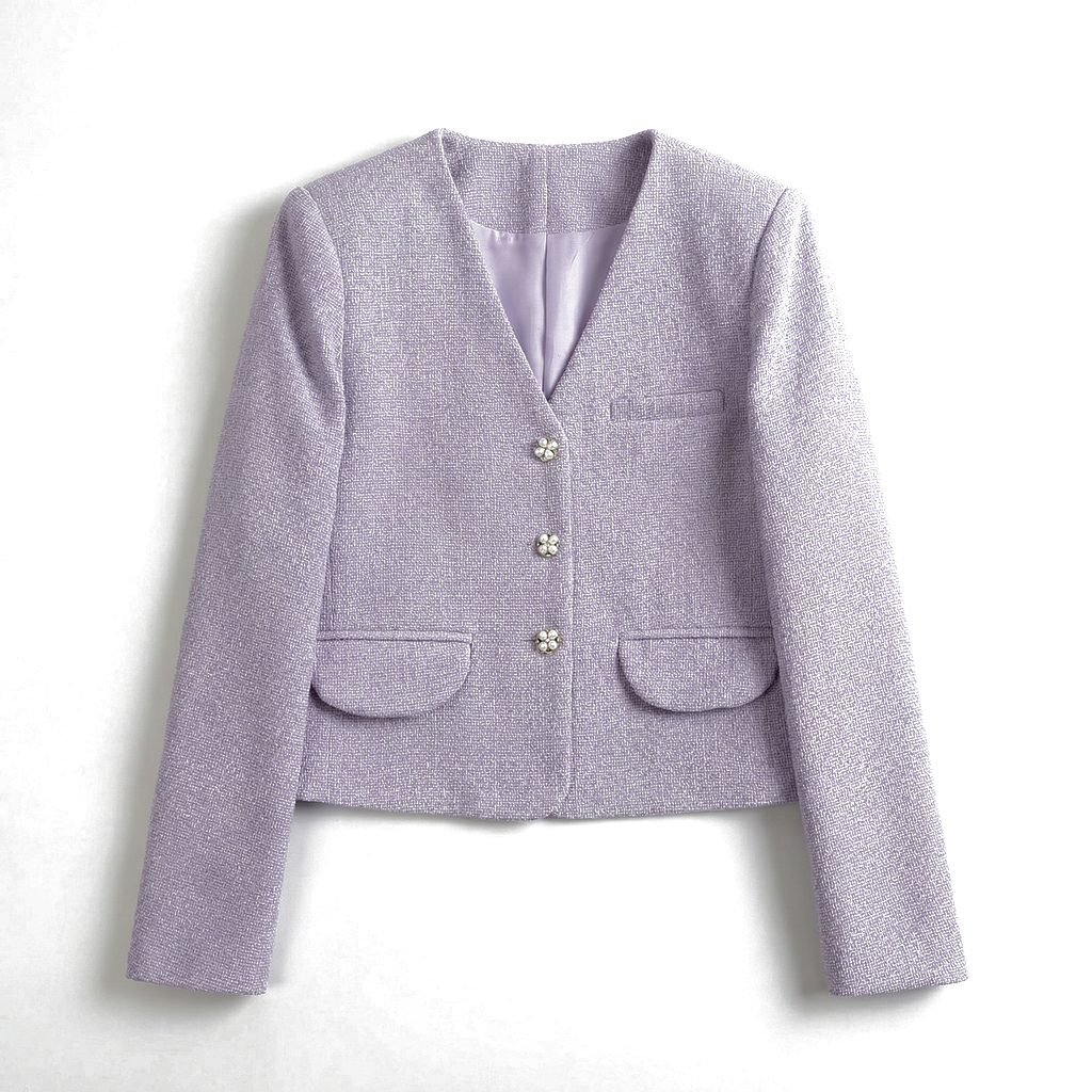 Liora Textured Blazer - Color:Purple;Size:XS