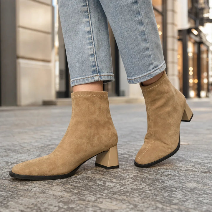 Women's Beige Bartlett Square Toe Ankle Boots