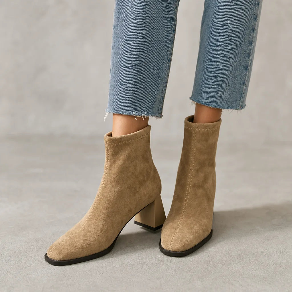 Lisette | Women's Fall Ankle Boots - Color:Beige;Size:35