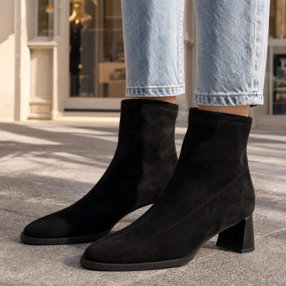 Women's Black Bartlett Square Toe Ankle Boots