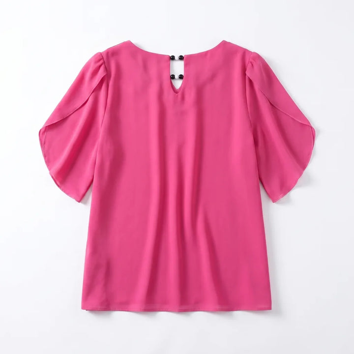 Lissandra Mid Sleeve Tee - Color:Fuchsia;Size:M