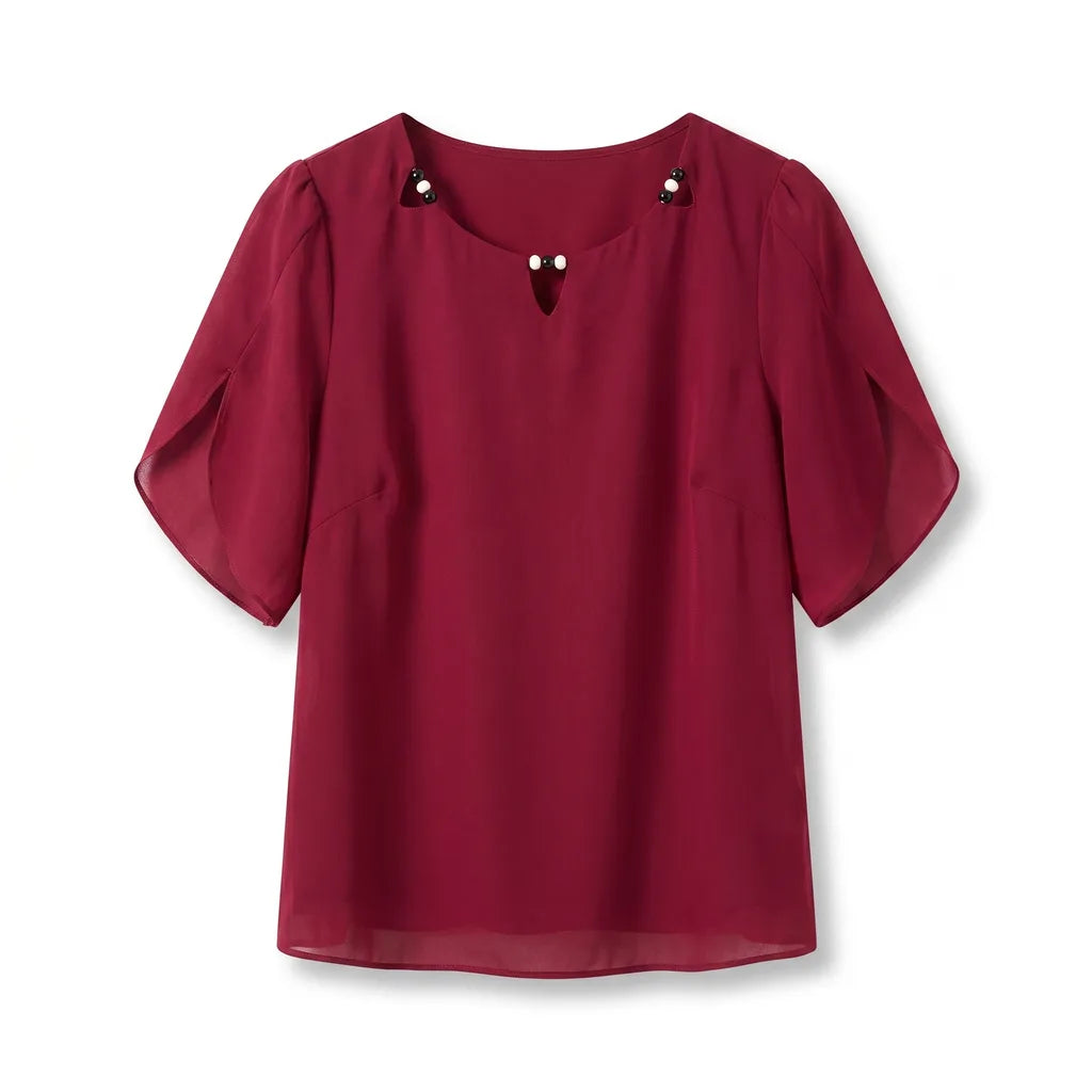 Lissandra Mid Sleeve Tee - Color:Red;Size:M