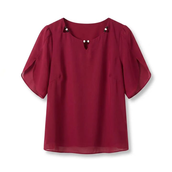 Lissandra Mid Sleeve Tee - Color:Red;Size:M
