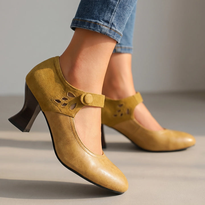 Livia Mary Jane Heels - Color:Yellow;Size:35