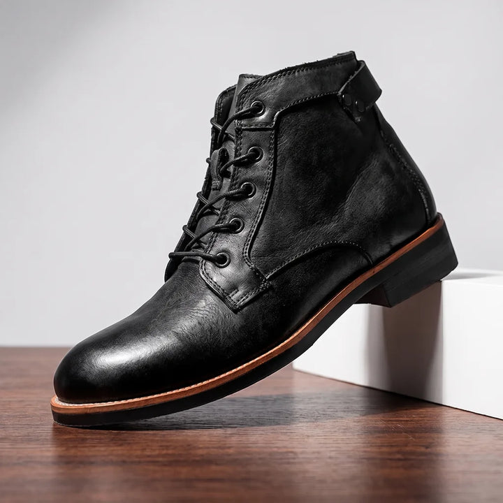 Men's Black Livingston Lace-Up Biker Boots
