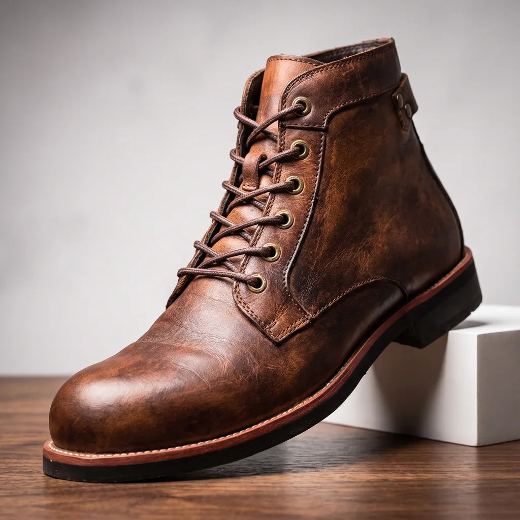 Men's Brown Livingston Lace-Up Biker Boots
