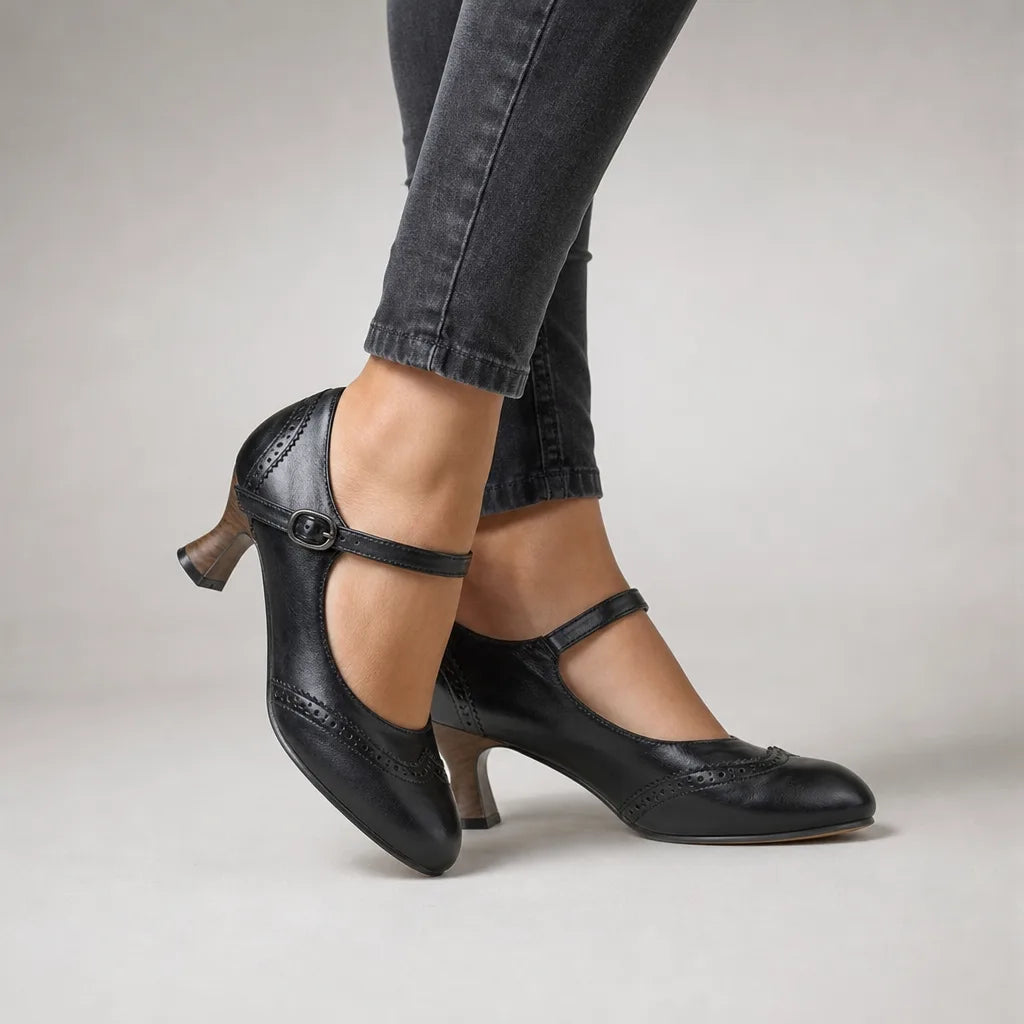 Livingston | Women's Vintage Mary Jane Heels - Color:Black;Size:35