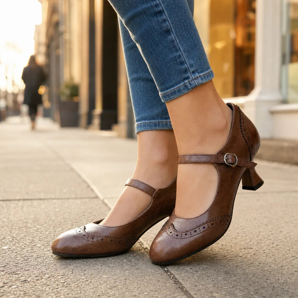 Women's Brown Livingston | Women's Orthopedic Vintage Mary Jane Heels
