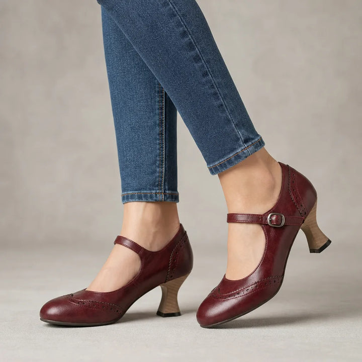 Livingston | Women's Vintage Mary Jane Heels - Color:Red;Size:35