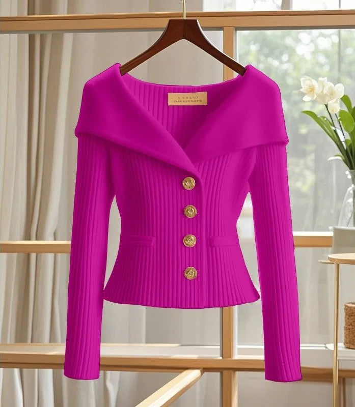 Lori | Women's Elegant Knit Cardigan - Color:Pink;Size:S
