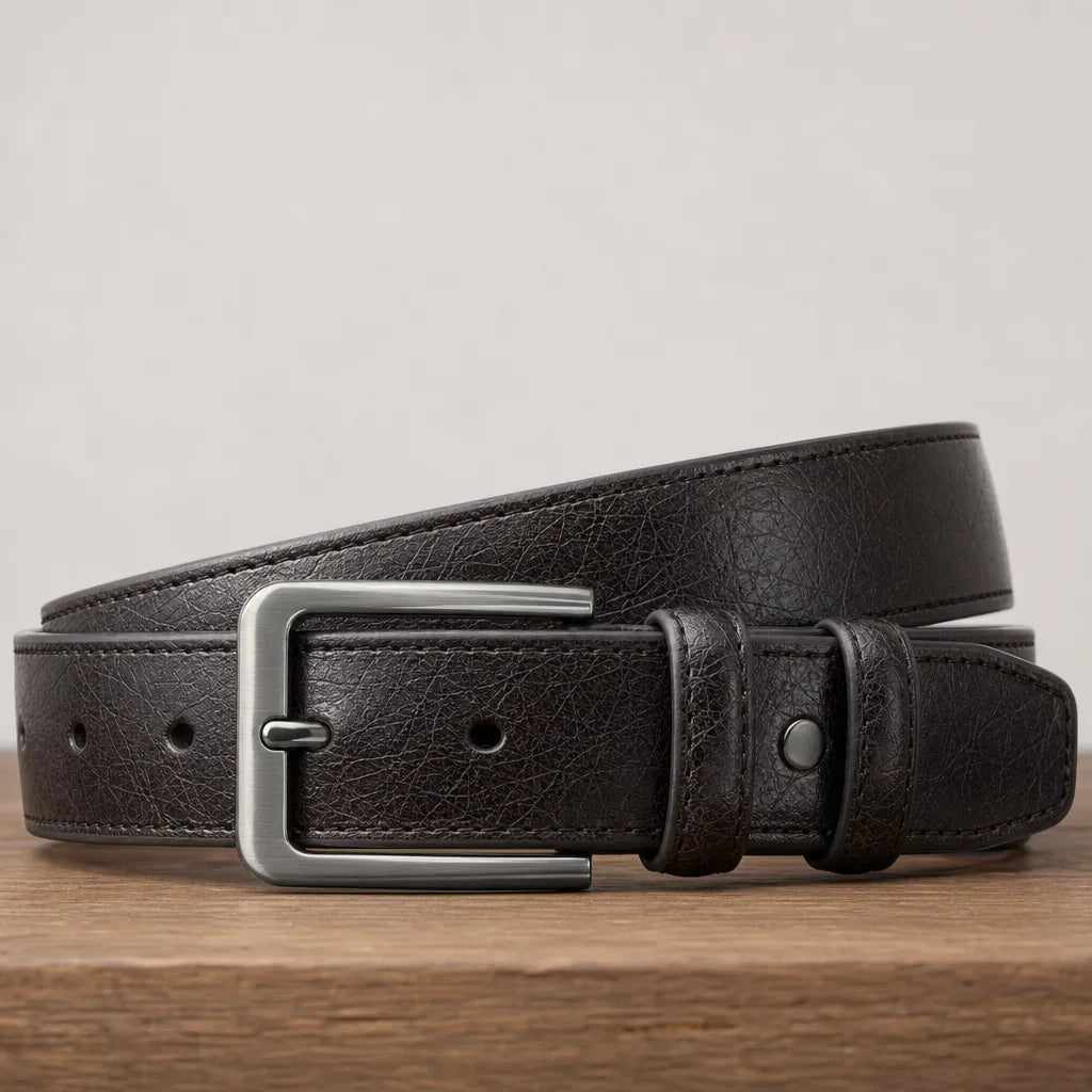 Louis Textured Pin Belt - Color:Black;Length (cm):130cm