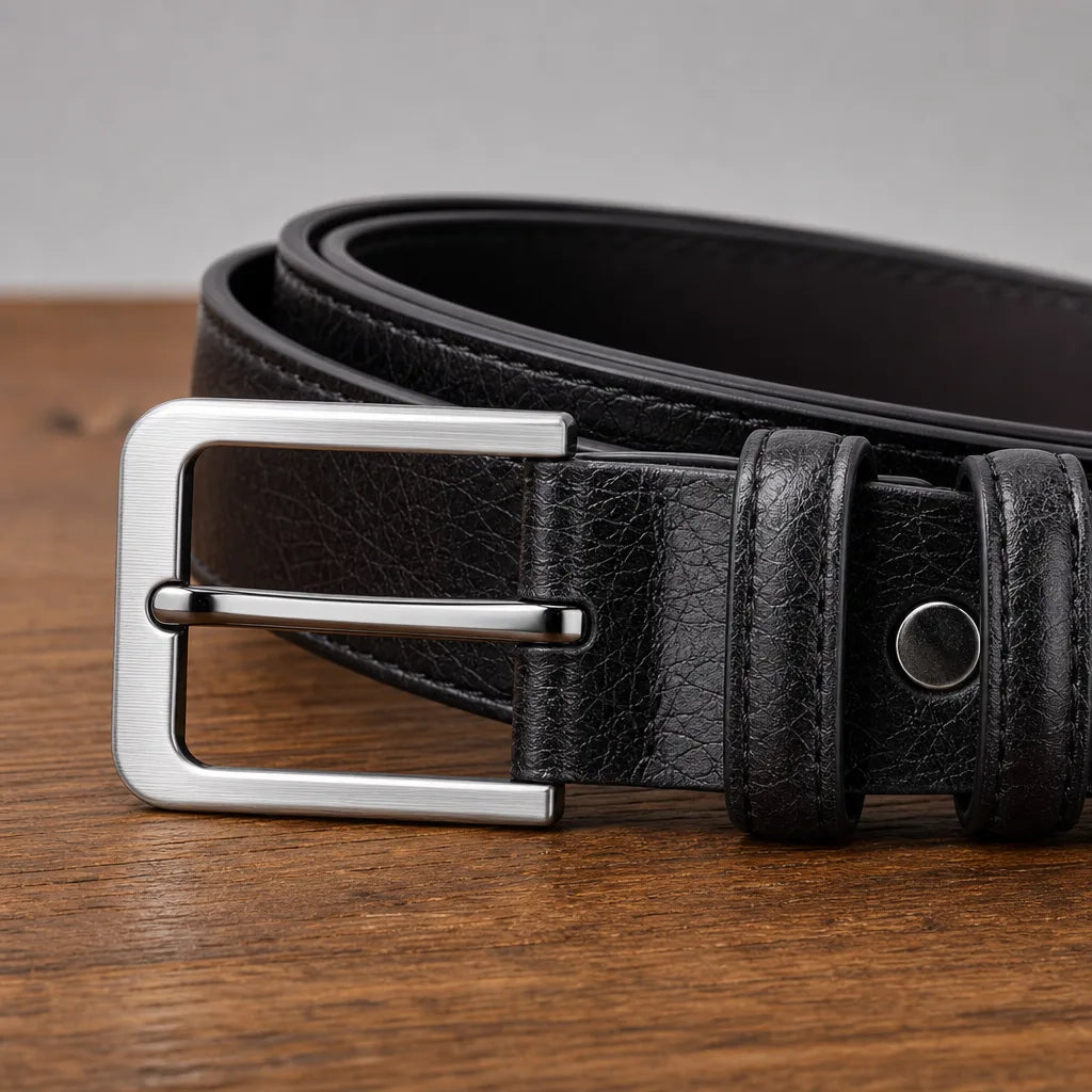 Men's Black Louis Textured Pin Belt