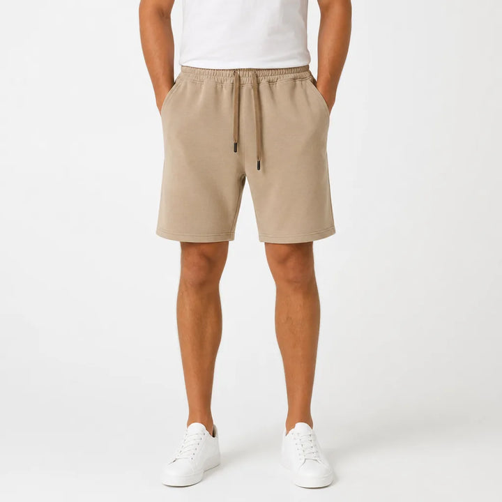 Men's Beige Louis Cotton Wide-Leg Shorts