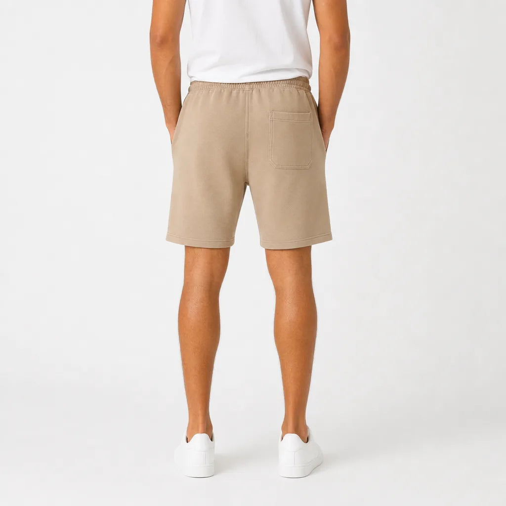 Men's Beige Louis Cotton Wide-Leg Shorts