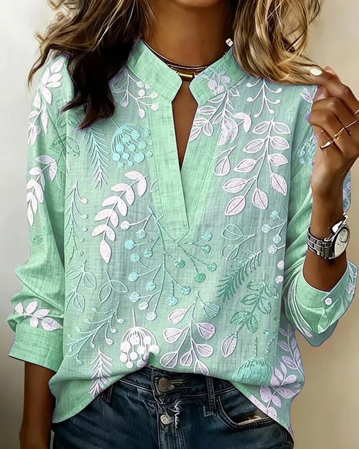 Louise | Women's Floral Blouse - Size:XS;Color:Green