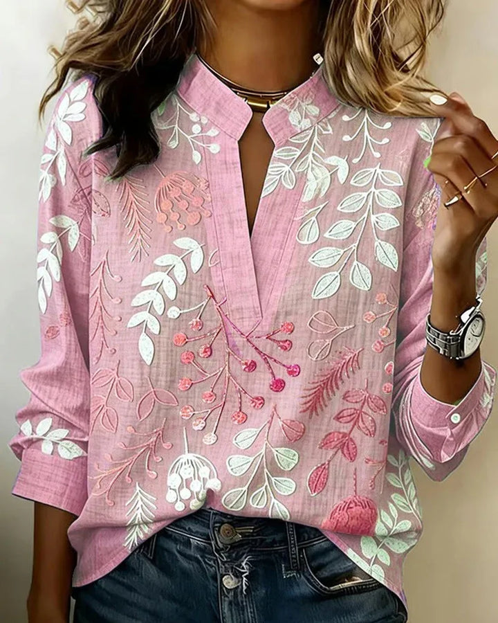 Louise | Women's Floral Blouse - Size:XS;Color:Pink