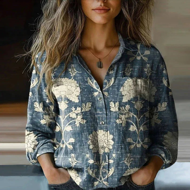 Louise | Women's Floral Cardigan Blouse  - Size:XS;Color:Green