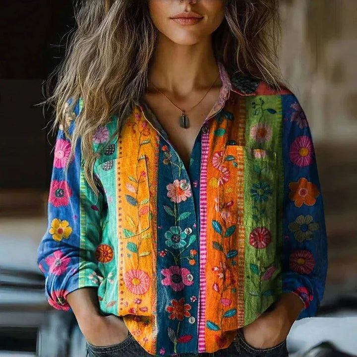 Louise | Women's Floral Cardigan Blouse  - Size:XS;Color:Multicolor