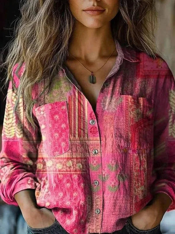 Louise | Women's Floral Cardigan Blouse  - Size:XS;Color:Pink