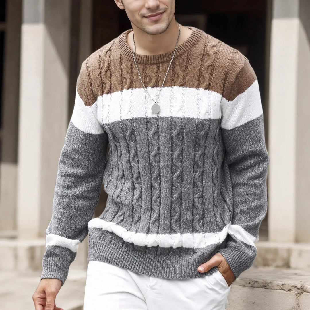 Men's Luc | Men's Cable Knit Colorblock Sweater