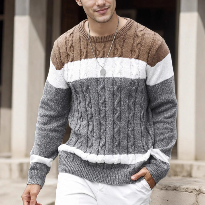 Men's Luc | Men's Cable Knit Colorblock Sweater
