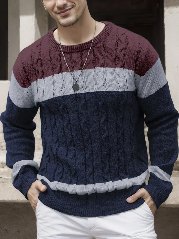 Men's Luc | Men's Cable Knit Colorblock Sweater