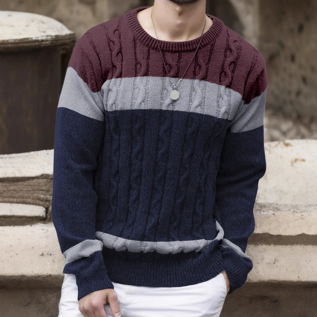 Men's Luc | Men's Cable Knit Colorblock Sweater