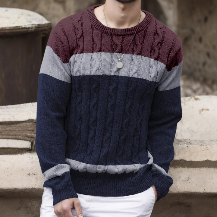 Men's Luc | Men's Cable Knit Colorblock Sweater
