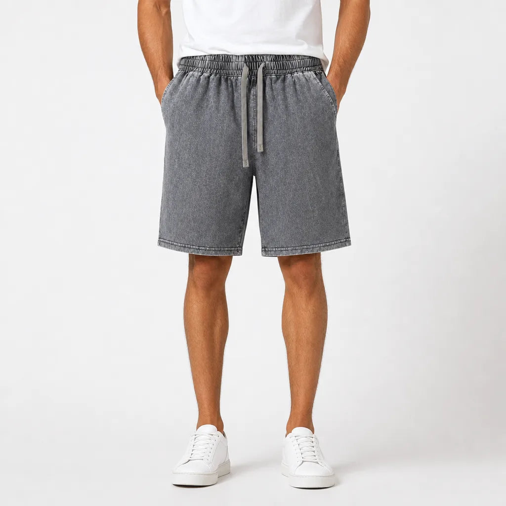 Men's Gray Emery Cotton Washed Shorts