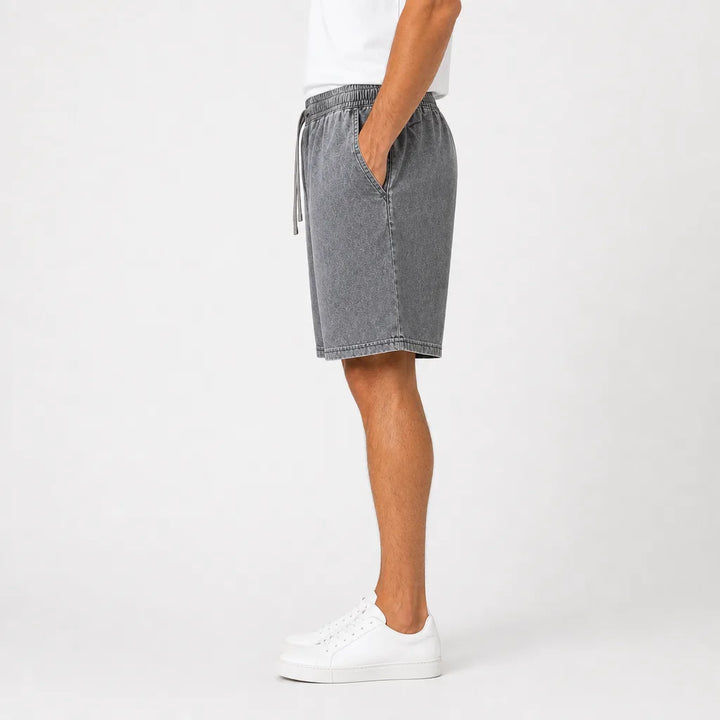 Men's Gray Emery Cotton Washed Shorts