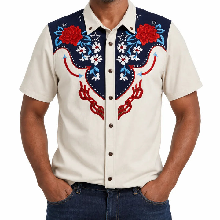 Lucas | Men's Fall Western Cowboy Shirt - Color:White;Size:XXS