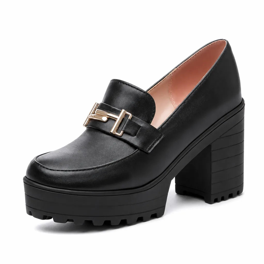 Women's Black Lucian Buckle Platform Pumps