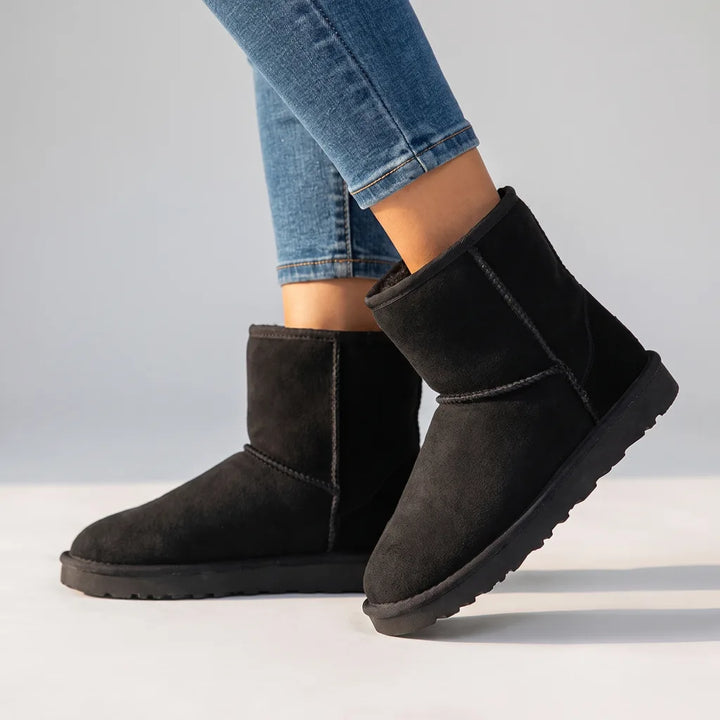 Men's Black Marion Leather Snow Boots