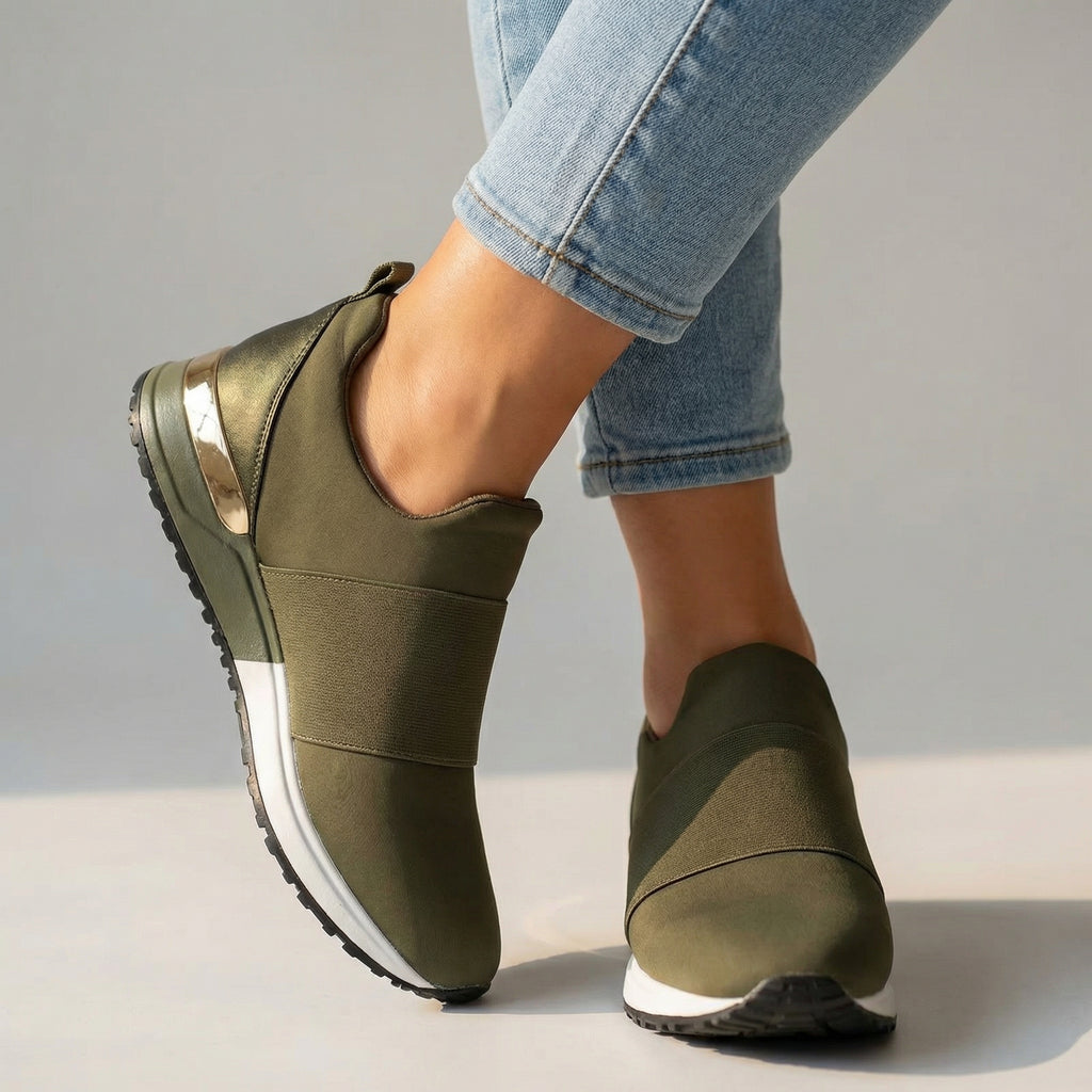 Lucille Wedge Loafers - Color:Army Green;Size:36