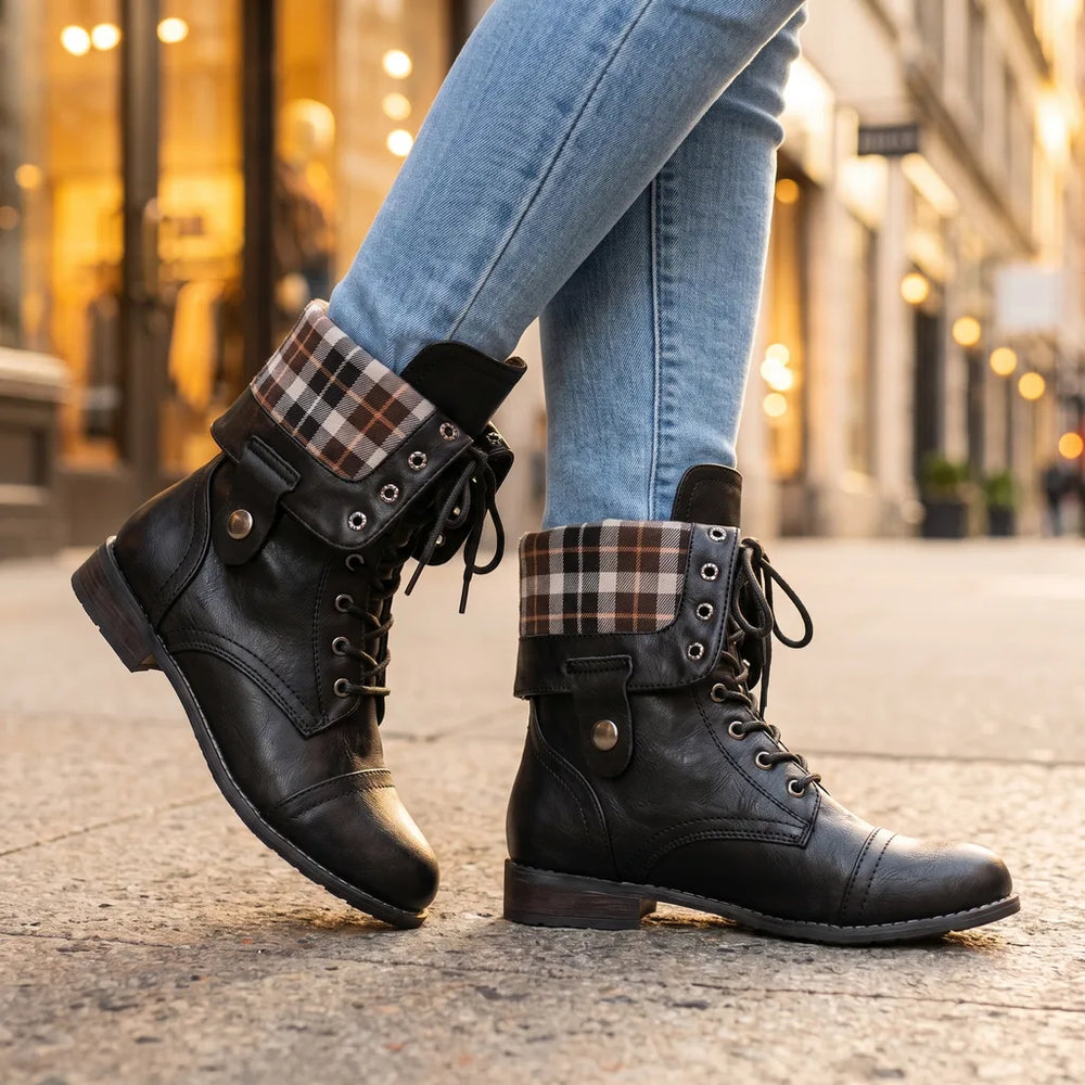 Women's Black Lucinda Chunky Lace Up Boots