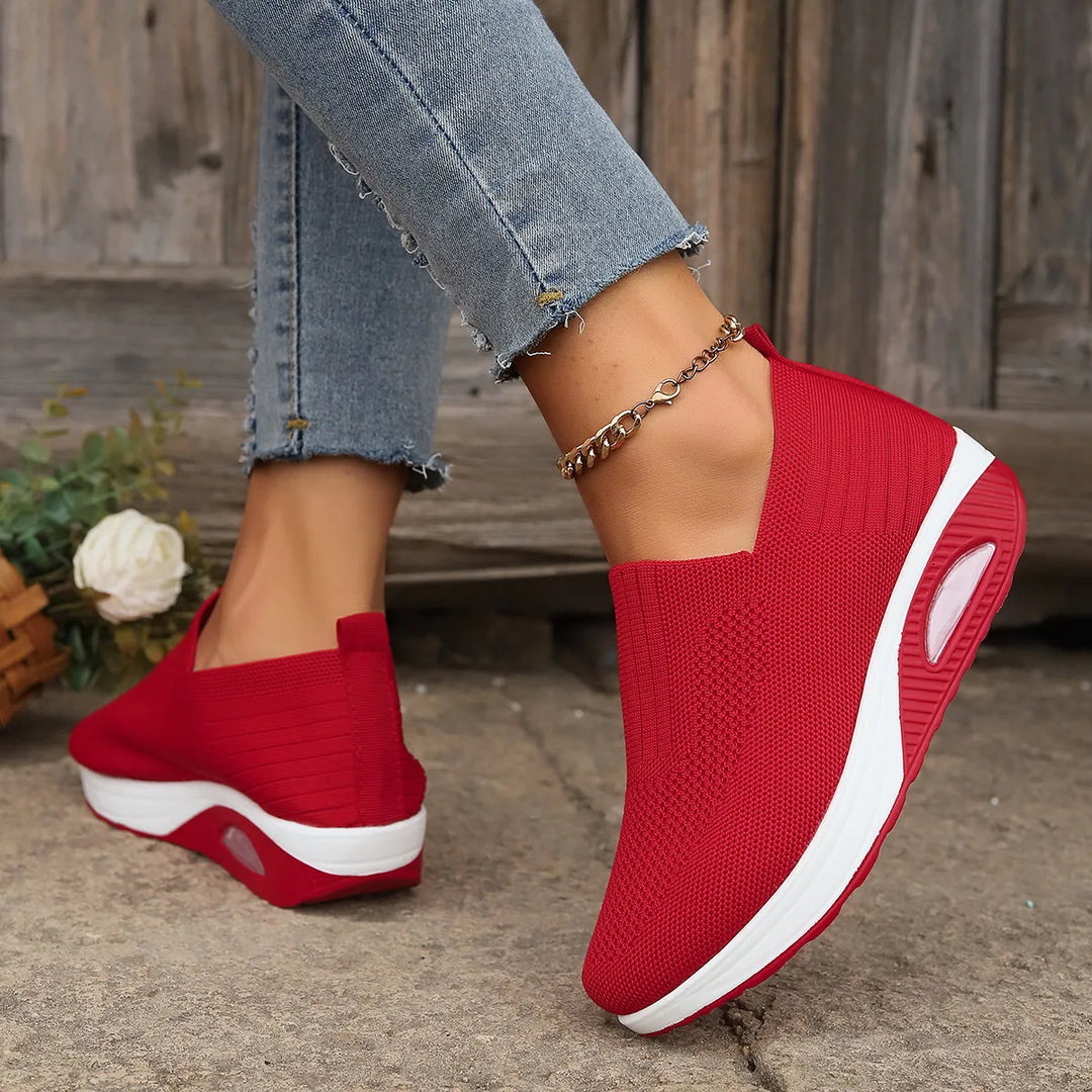 Lucinda | Women's Cushioned Orthopedic Sneakers - Color:Red;Size:36