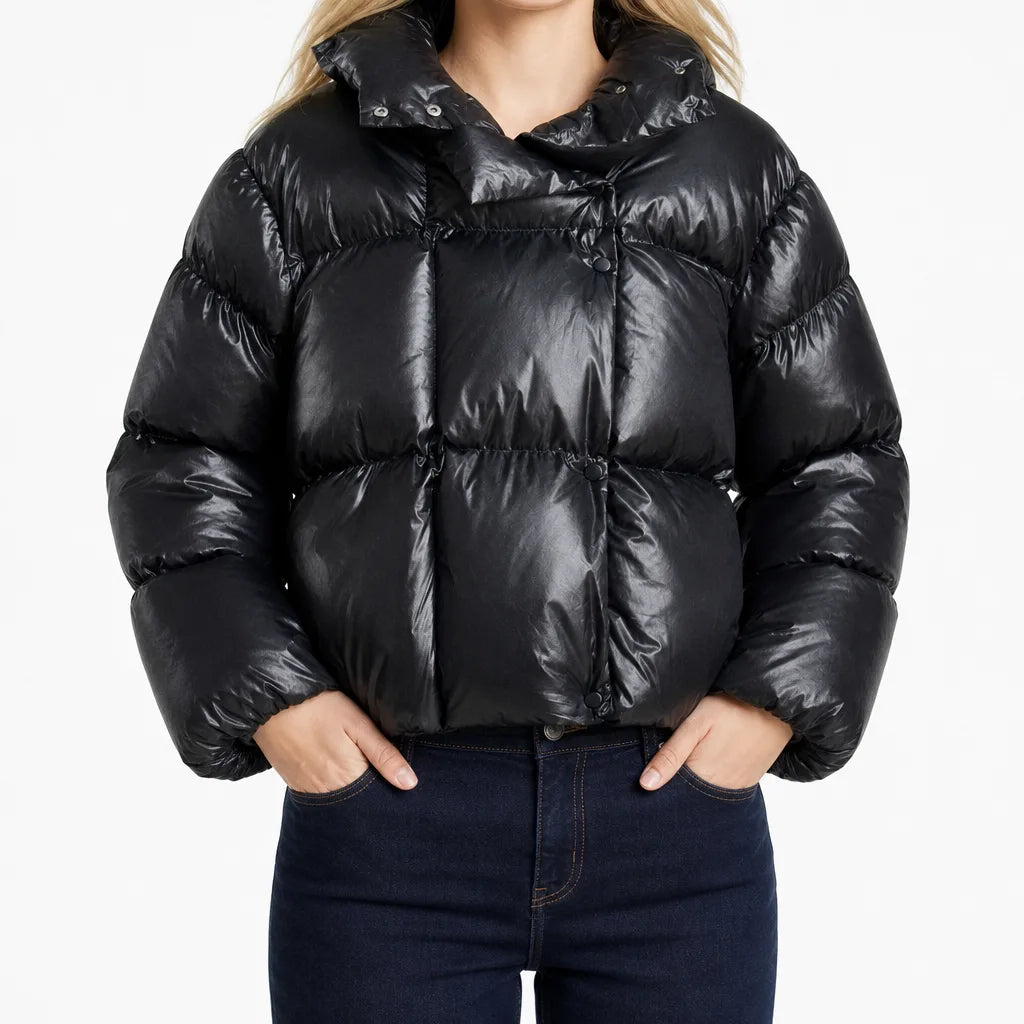 Lucy Hooded Snap Jacket - Color:Black;Size:XS