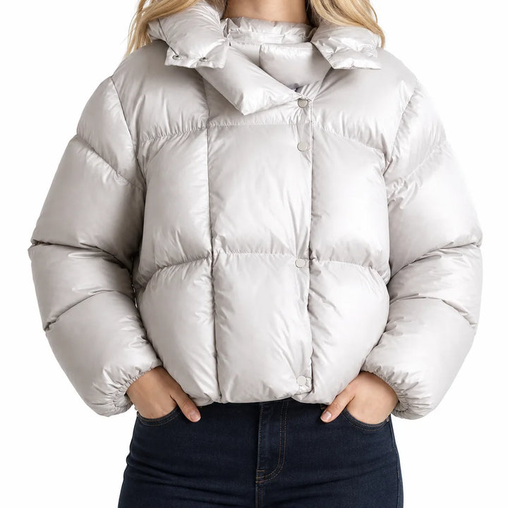 Lucy Hooded Snap Jacket - Color:Gray;Size:XS