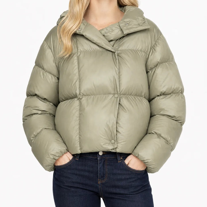 Lucy Hooded Snap Jacket - Color:Green;Size:XS