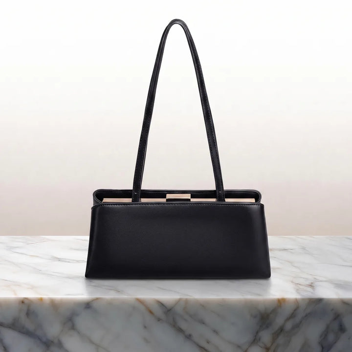 Luna Lock Clasp Handbag - Color:Black