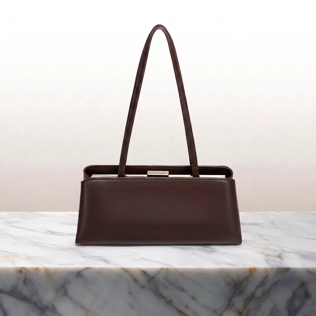 Luna Lock Clasp Handbag - Color:Brown