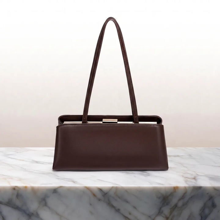 Luna Lock Clasp Handbag - Color:Brown