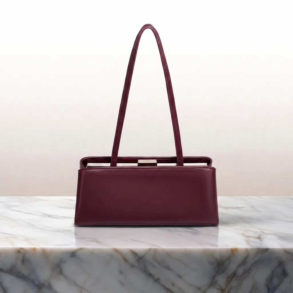 Luna Lock Clasp Handbag - Color:Red