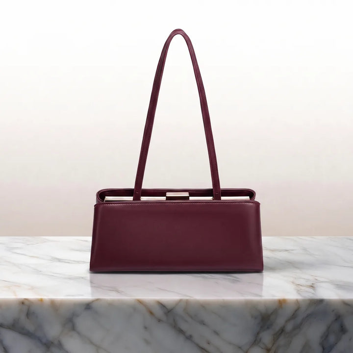 Luna Lock Clasp Handbag - Color:Red
