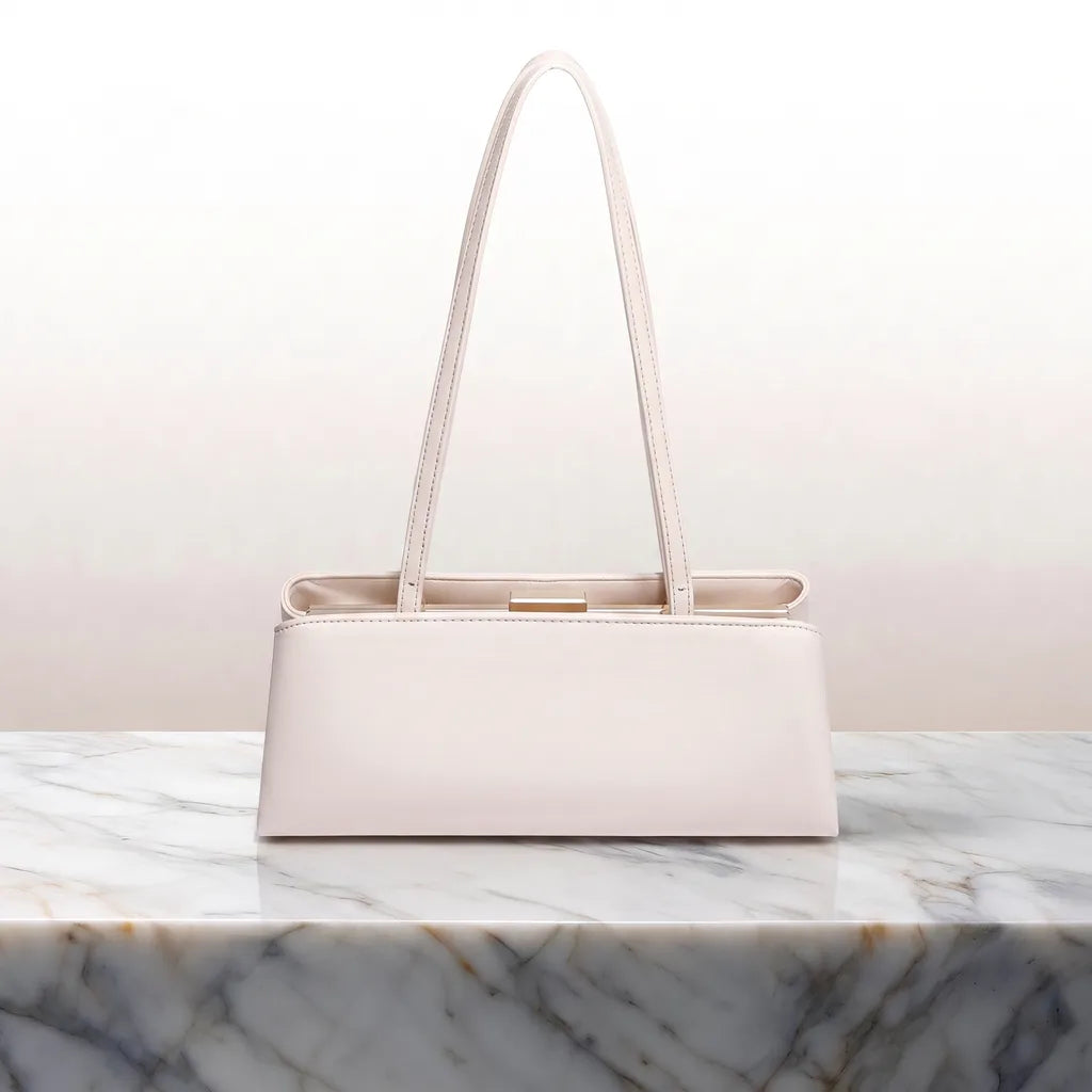 Luna Lock Clasp Handbag - Color:White