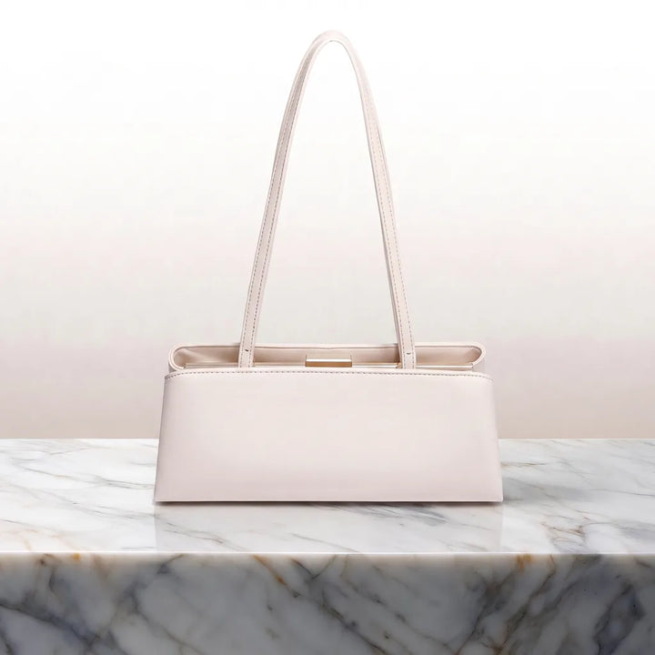 Luna Lock Clasp Handbag - Color:White