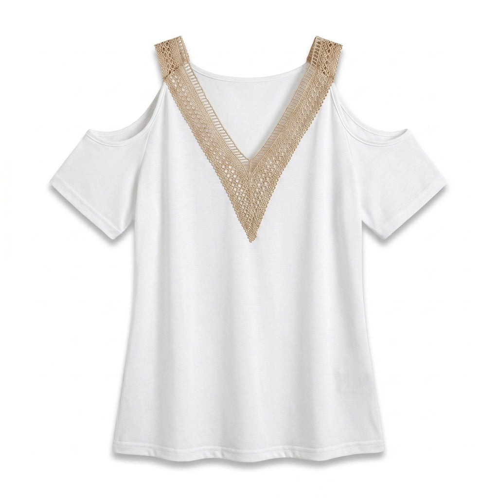 Lydia Lace Top - Color:White;Size:XS