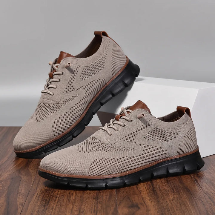Lyndon | Men's Knit Sneakers  - Color:Beige;Size:40