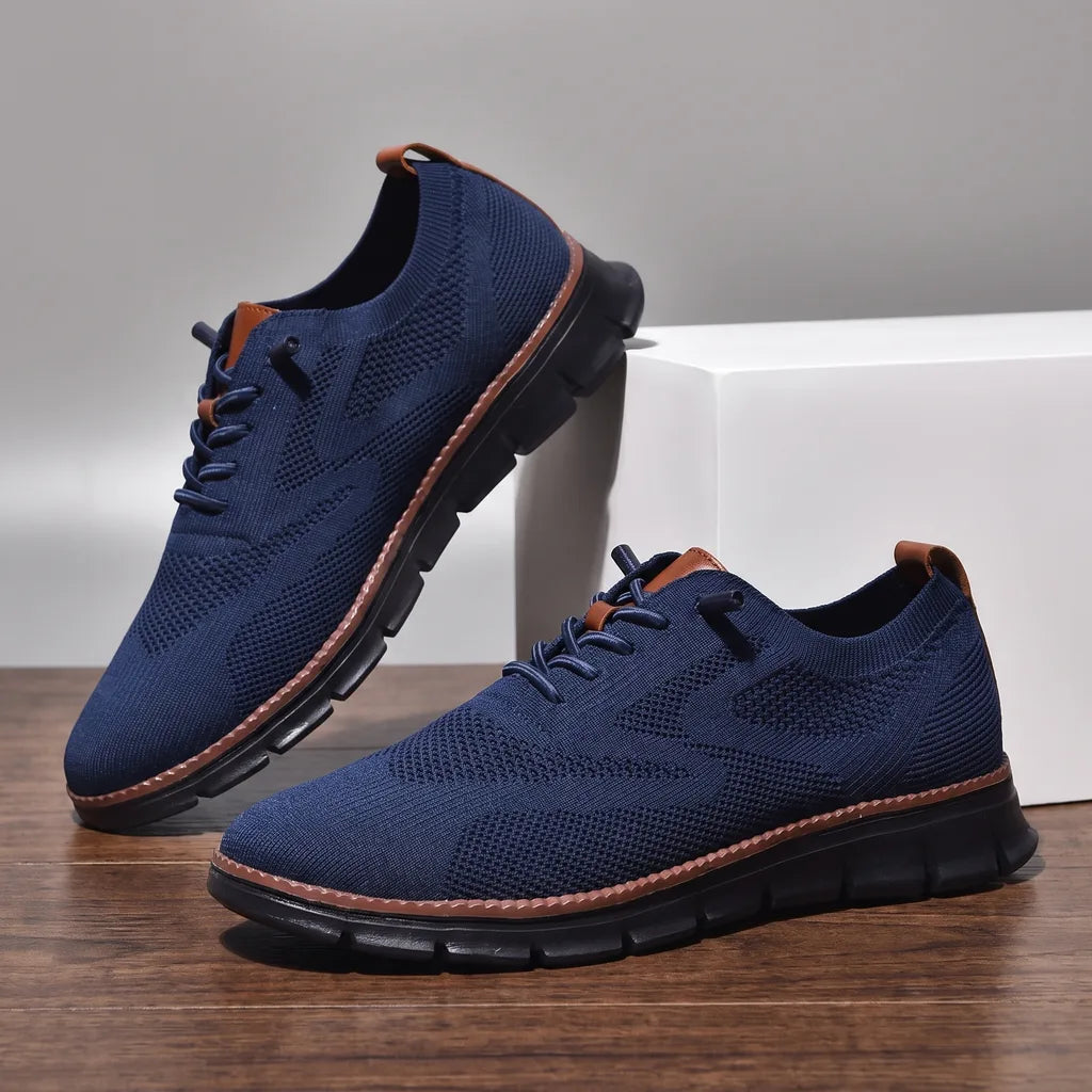 Lyndon | Men's Knit Sneakers  - Color:Blue;Size:40