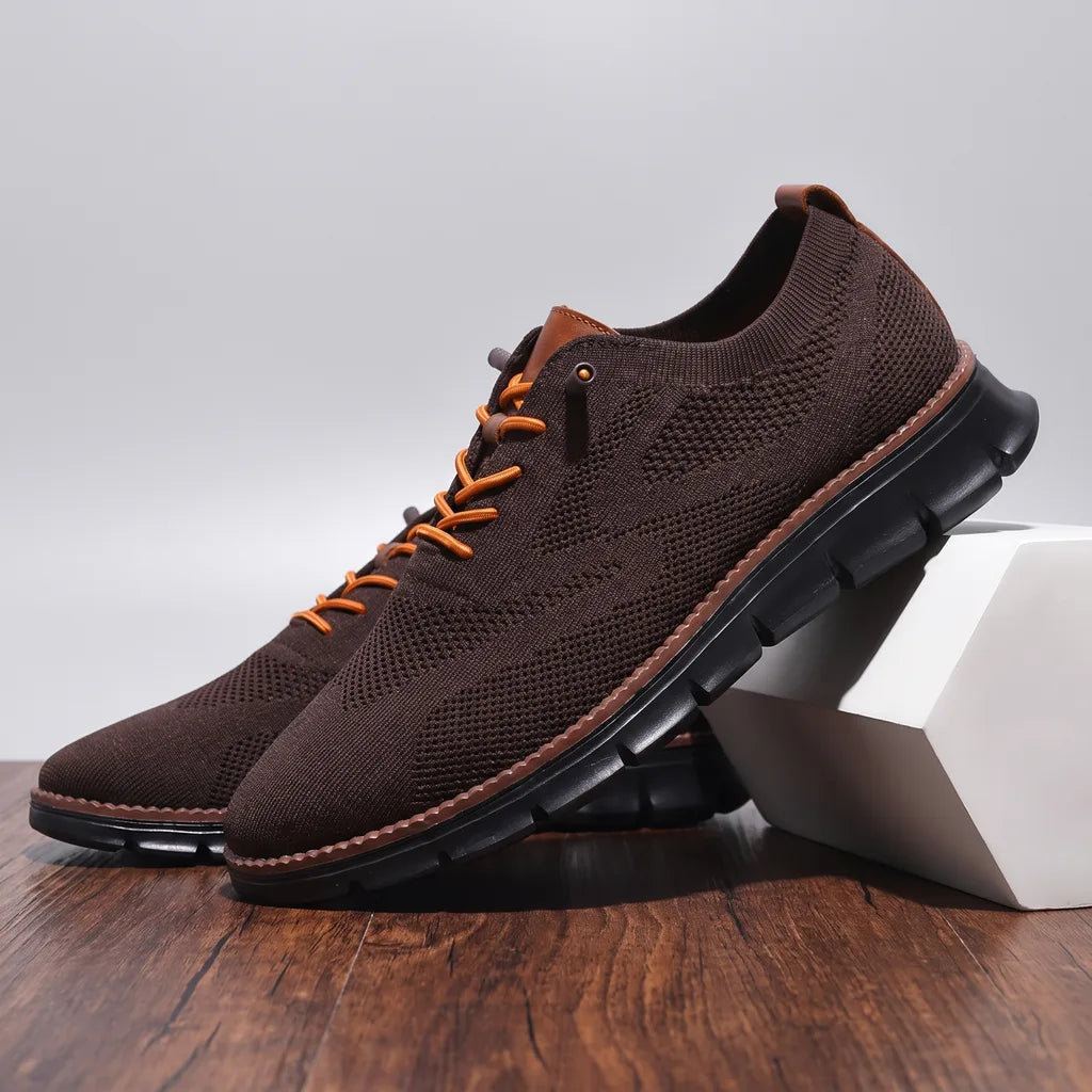 Lyndon | Men's Knit Sneakers  - Color:Brown;Size:40